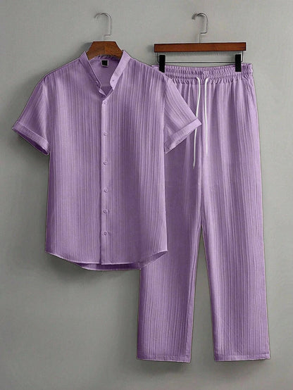 Zwart heren co-ord set met opstaande kraag – moderne Japanse stijl met luxe uitstraling 11