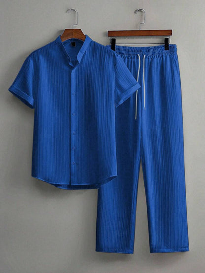 Zwart heren co-ord set met opstaande kraag – moderne Japanse stijl met luxe uitstraling 17