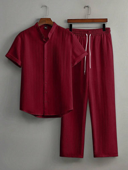 Zwart heren co-ord set met opstaande kraag – moderne Japanse stijl met luxe uitstraling 19
