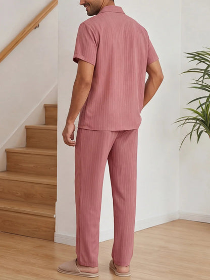 Zwart heren co-ord set met opstaande kraag – moderne Japanse stijl met luxe uitstraling 3