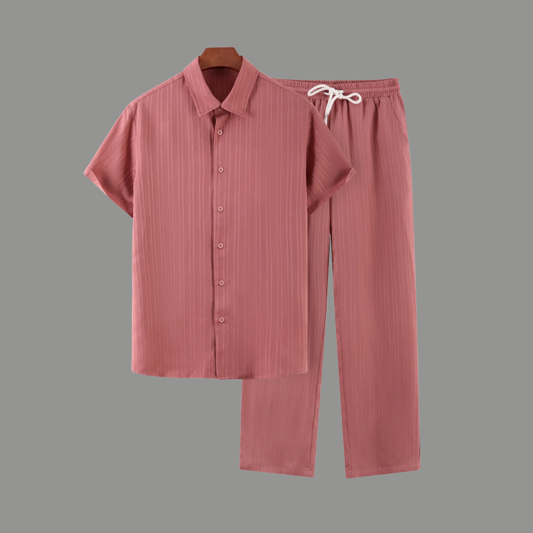 Zwart heren co-ord set met opstaande kraag – moderne Japanse stijl met luxe uitstraling 4