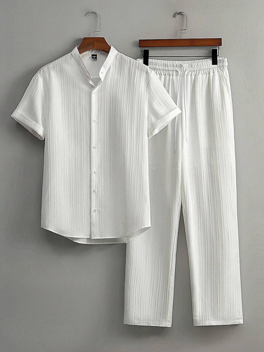 Zwart heren co-ord set met opstaande kraag – moderne Japanse stijl met luxe uitstraling 6