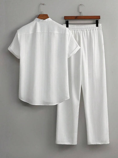 Zwart heren co-ord set met opstaande kraag – moderne Japanse stijl met luxe uitstraling 7