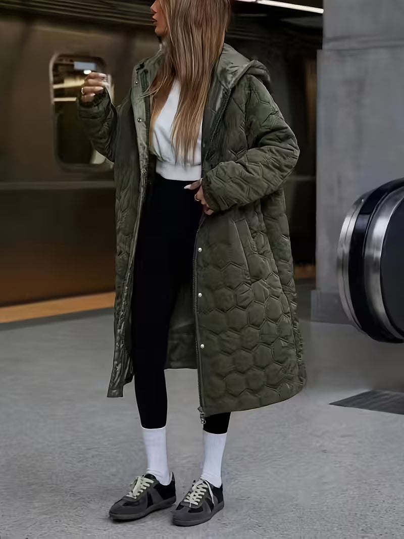 Léonie Dames Trenchcoat | Gewatteerde, Zwart Lange Trenchcoat Dames