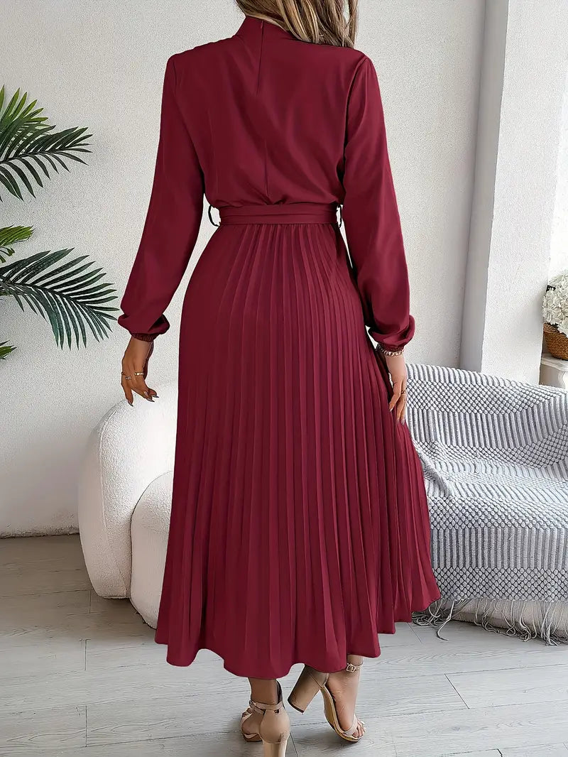 SERENA – Minimalistische Midi Jurk met Ceintuur