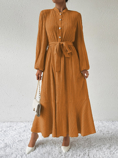 MAUREEN | Jurk met Lange Mouwen en Tailleaccent