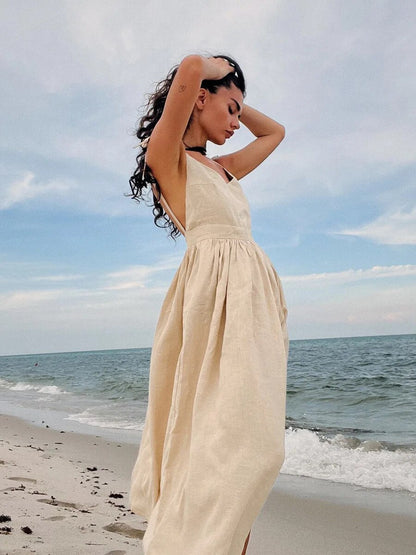 ZAILA | Elegante Linnen Zomerjurk met Fit & Flare Pasvorm