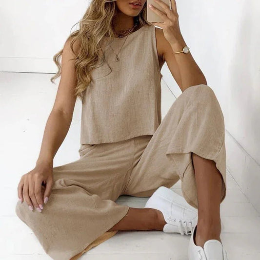 CELINNE | Tweedelige set met losse top en wijde broek