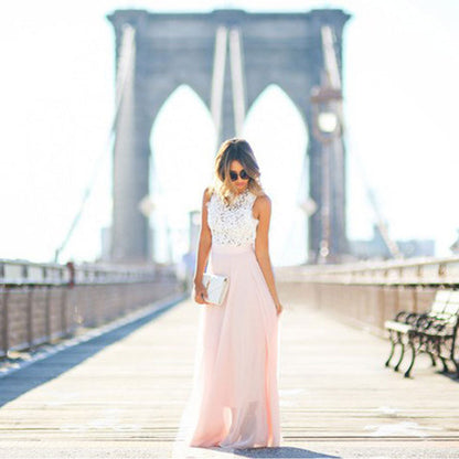 Celeste | Witte Chiffon Maxi Jurk voor bruiloftsgasten