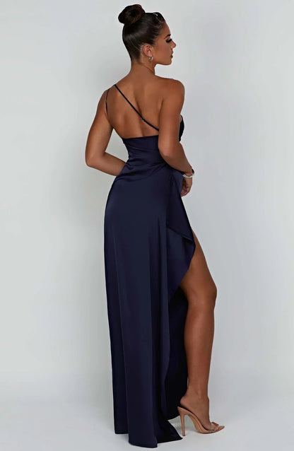 IRINA | Satijnen One-Shoulder Splitjurk voor Speciale Gelegenheden