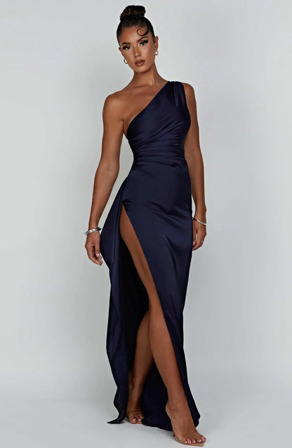 IRINA | Satijnen One-Shoulder Splitjurk voor Speciale Gelegenheden