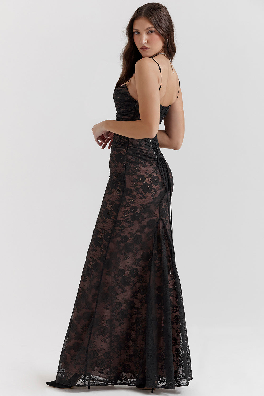 Delphina | Chique Korset Maxi Jurk met Kantdetails