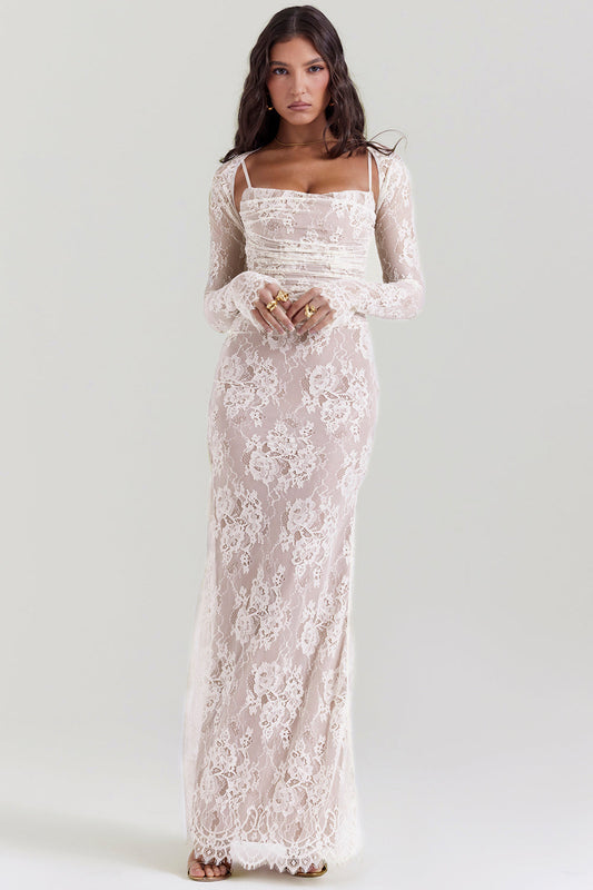Delphina | Chique Korset Maxi Jurk met Kantdetails