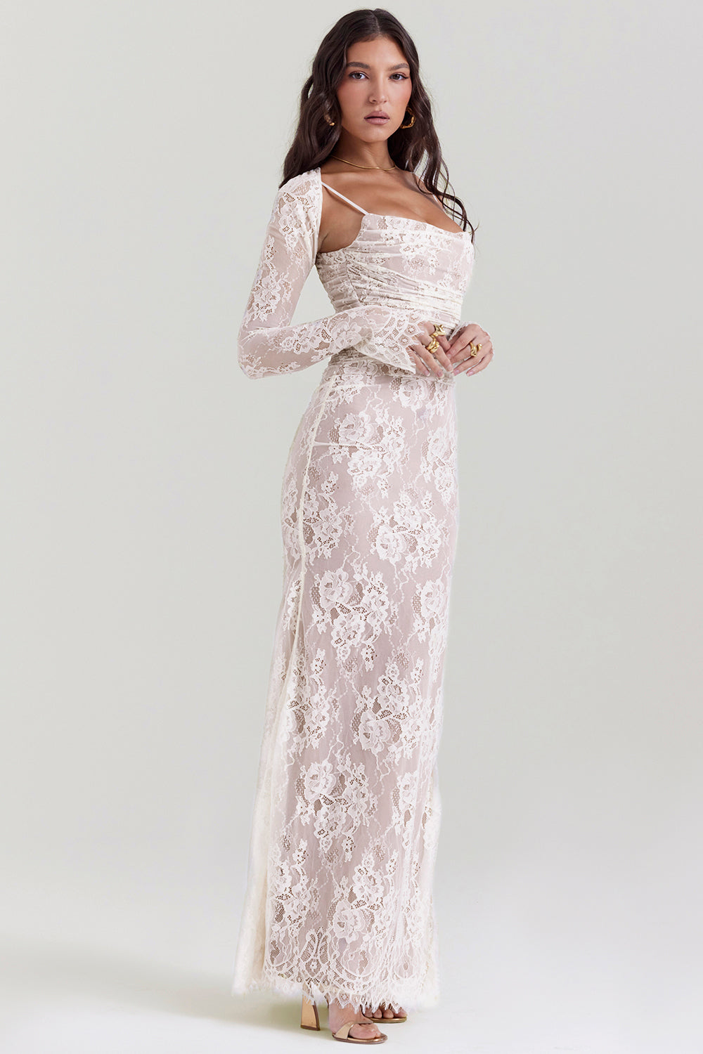 Delphina | Chique Korset Maxi Jurk met Kantdetails