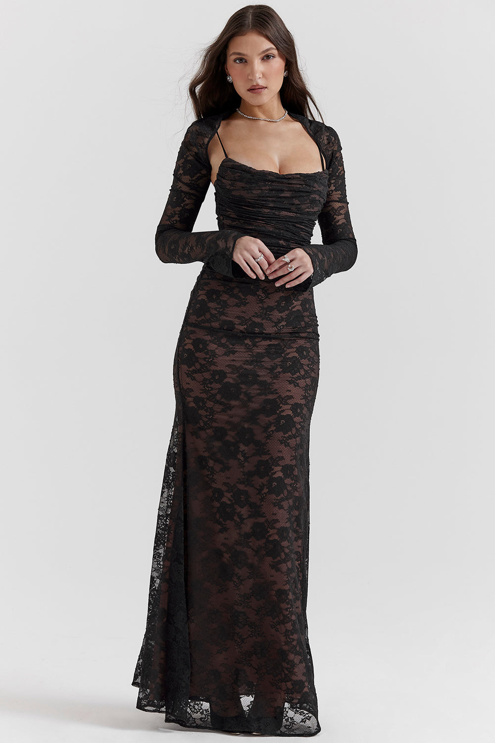Delphina | Chique Korset Maxi Jurk met Kantdetails
