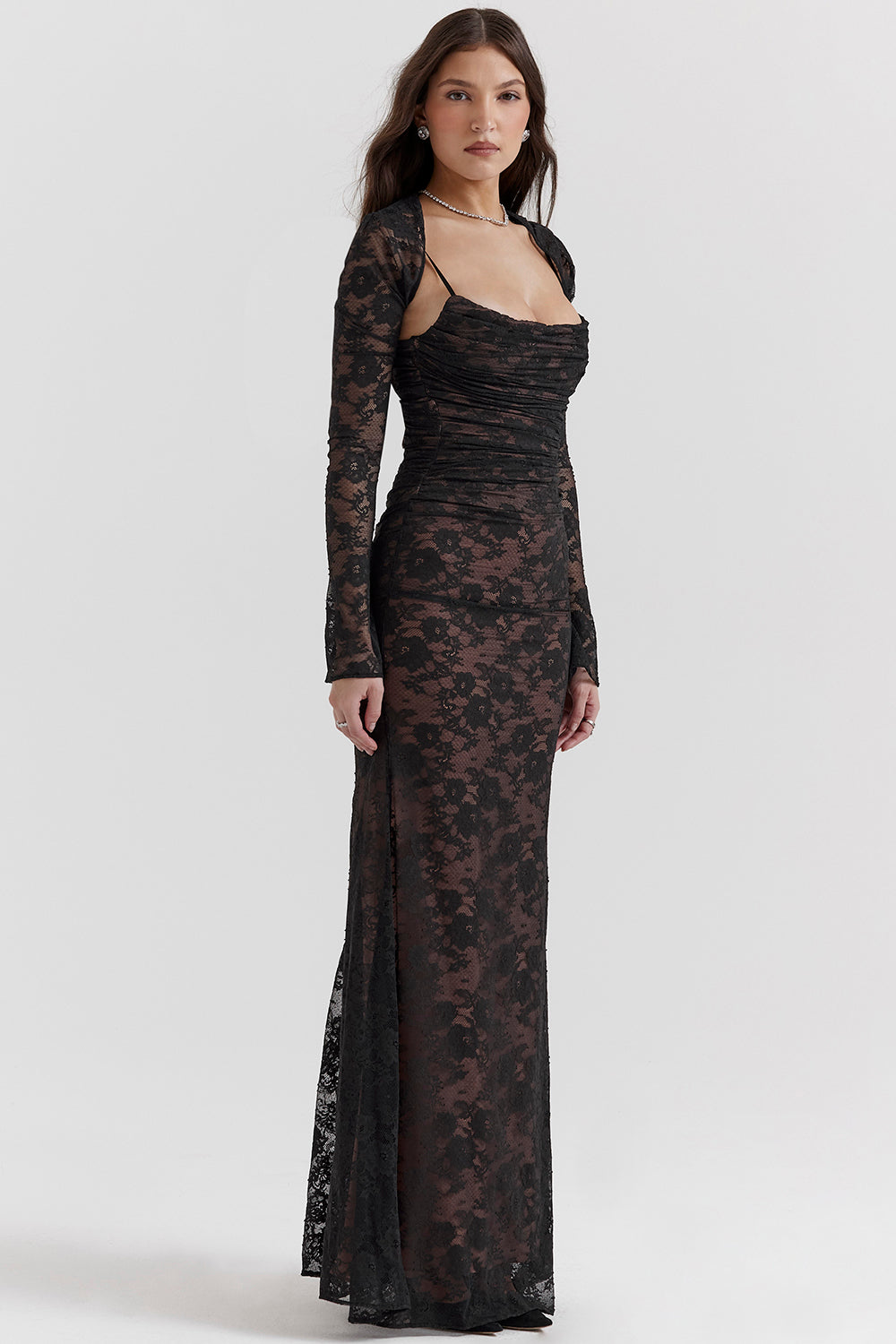 Delphina | Chique Korset Maxi Jurk met Kantdetails