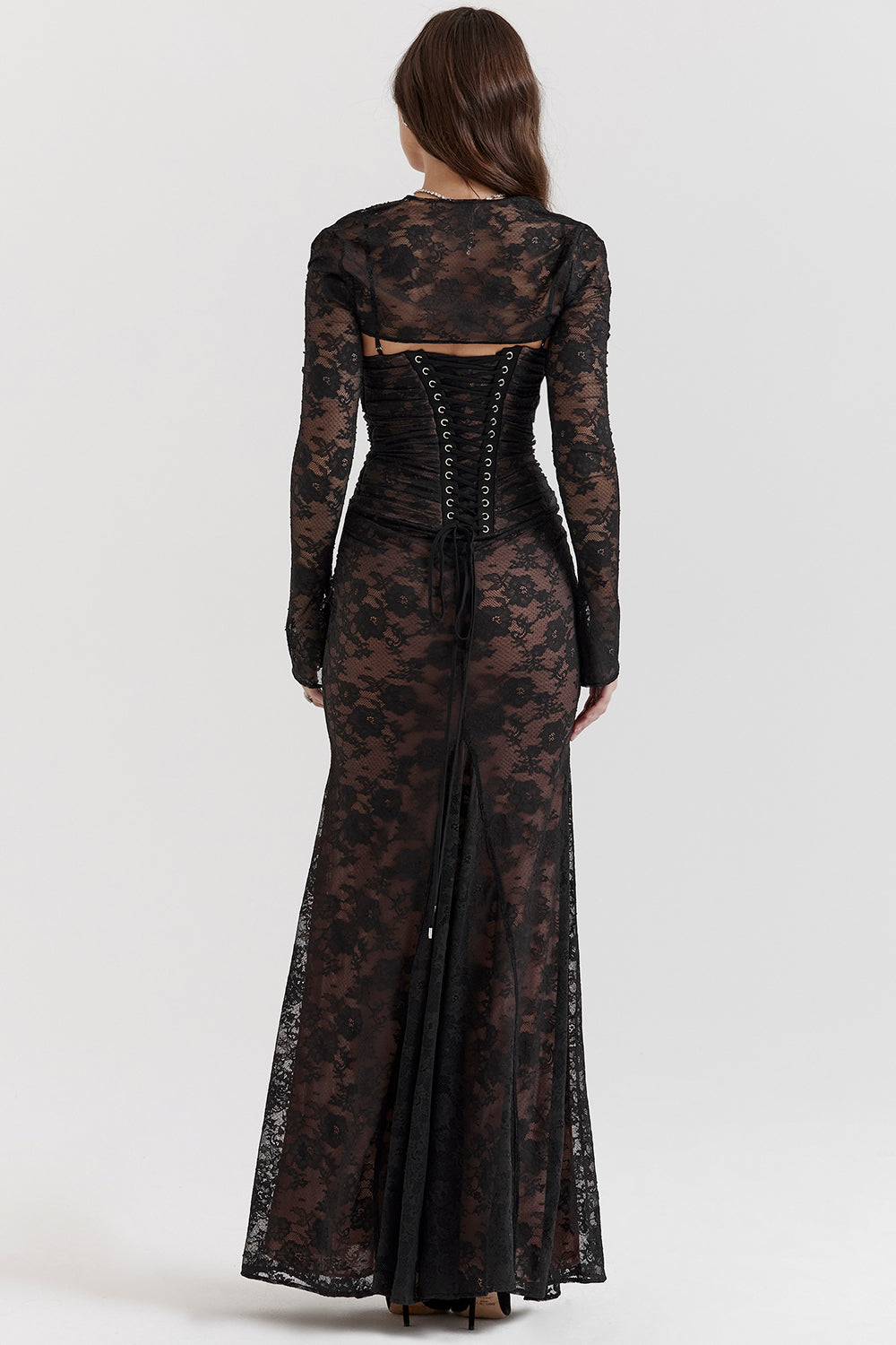 Delphina | Chique Korset Maxi Jurk met Kantdetails
