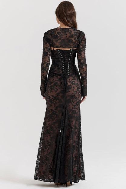 Delphina | Chique Korset Maxi Jurk met Kantdetails