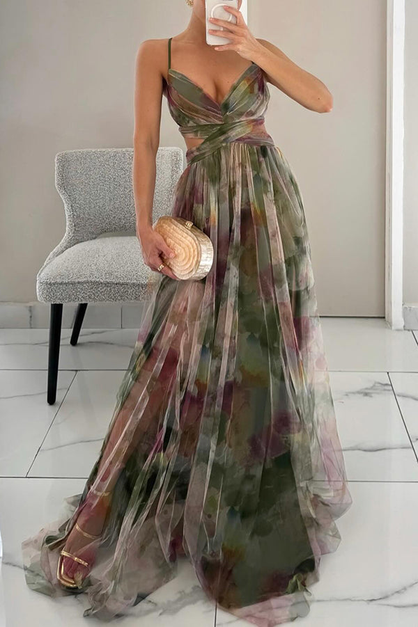 Rosalyn | Maxi Zomerjurk met Bloemenprint en Diepe Halslijn