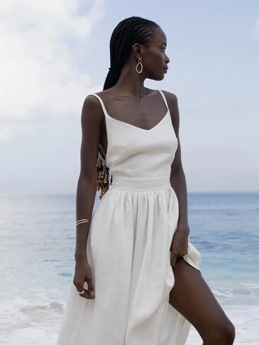 ZAILA | Elegante Linnen Zomerjurk met Fit & Flare Pasvorm