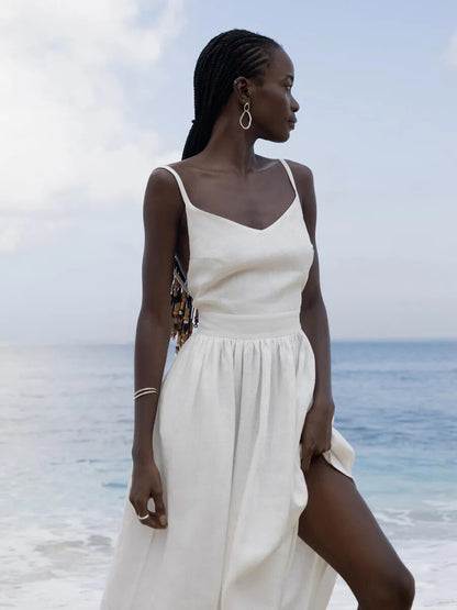ZAILA | Elegante Linnen Zomerjurk met Fit & Flare Pasvorm
