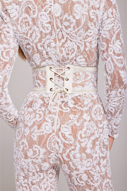 Bella | Lange Mouw Jumpsuit | Glamoureuze Avonden | Luxe Pailletten en Kant