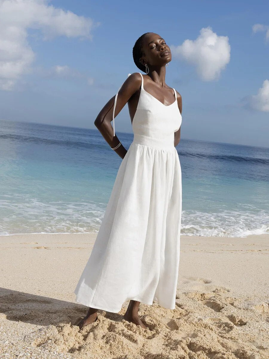 ZAILA | Elegante Linnen Zomerjurk met Fit & Flare Pasvorm