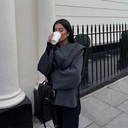 Oversized wollen jas met knoopsluiting en luxe voering