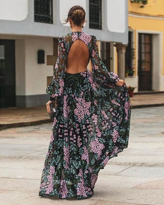 ALMIRA | Zomerse maxi-jurk met bloemenprint en open rug