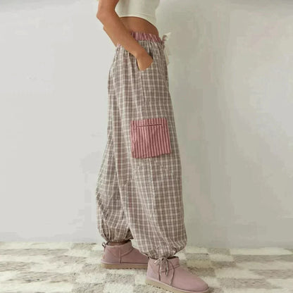MARILU | Geruite Pyjama Set met Lange Mouwen