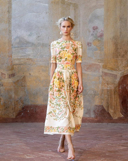FLORELLA | Bloemen midi-jurk met elegante flair
