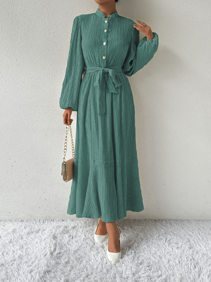 MAUREEN | Jurk met Lange Mouwen en Tailleaccent