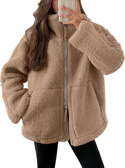Oversized dames fleece jas | Warme en zachte winterjas van wolblend