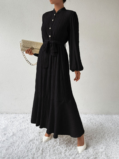 MAUREEN | Jurk met Lange Mouwen en Tailleaccent
