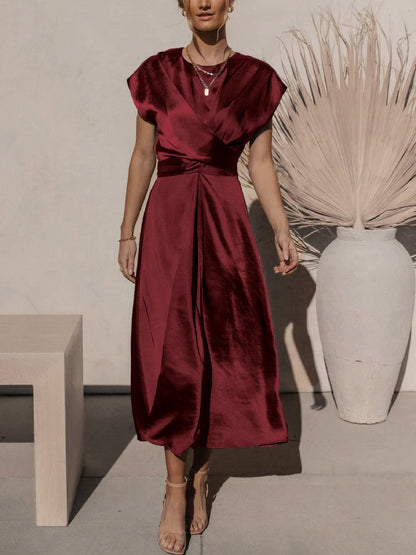 Elaria | Elegante Midi Avondjurk met Gelaagde Mouwen