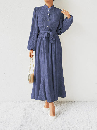 MAUREEN | Jurk met Lange Mouwen en Tailleaccent