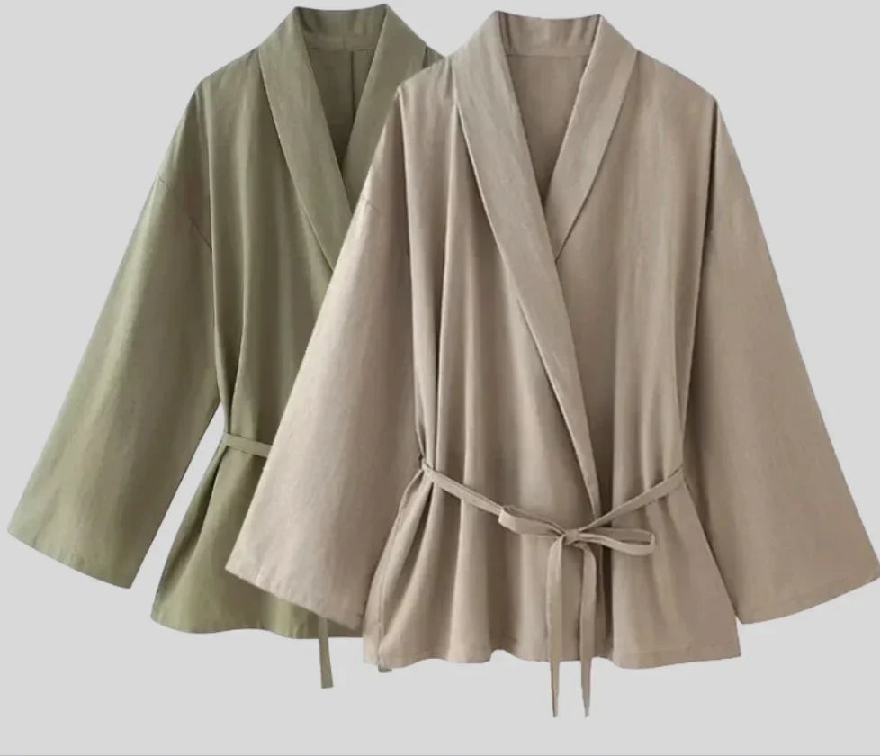 SORAYA | Luchtige Linnen Kimono Set voor Dames