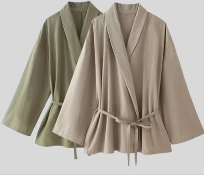 SORAYA | Luchtige Linnen Kimono Set voor Dames