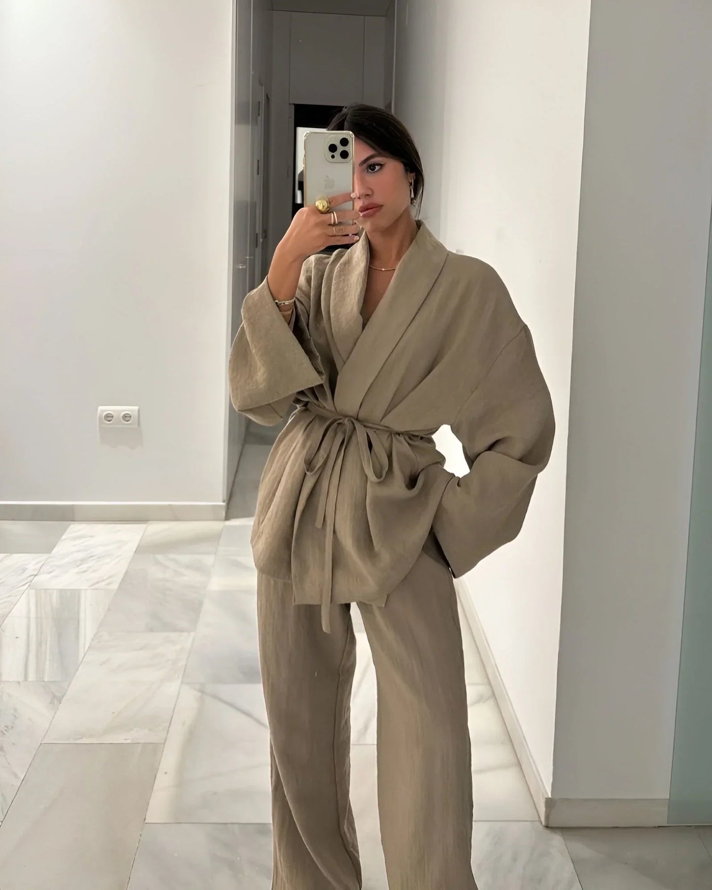 SORAYA | Luchtige Linnen Kimono Set voor Dames