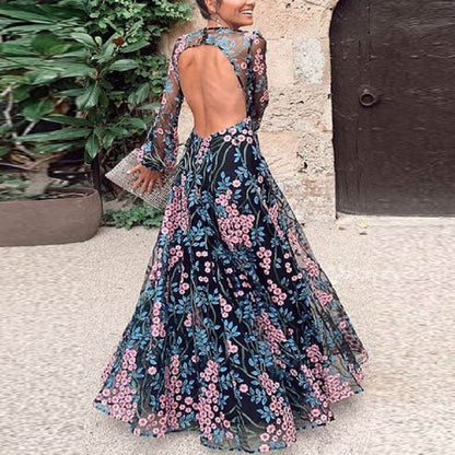 ALMIRA | Zomerse maxi-jurk met bloemenprint en open rug