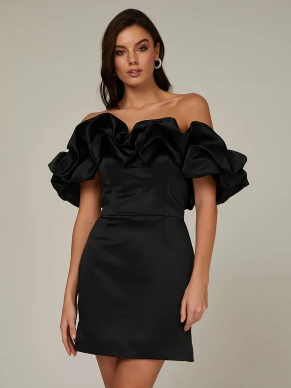 AITANA | Off-Shoulder Avondjurk met Ruffle Detail