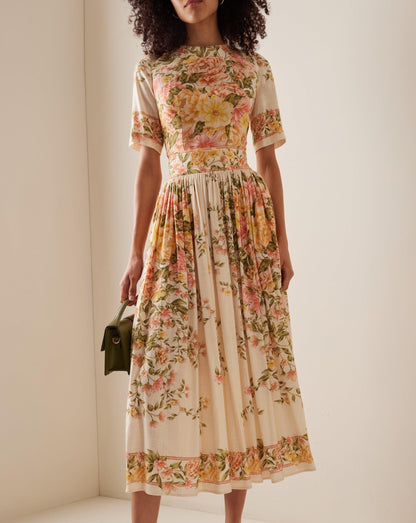 FLORELLA | Bloemen midi-jurk met elegante flair