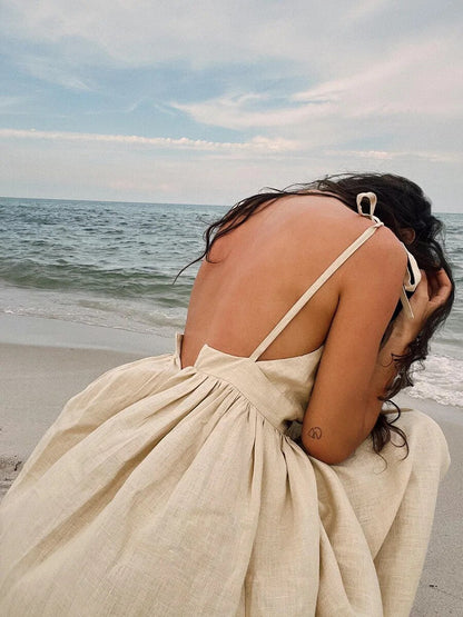 ZAILA | Elegante Linnen Zomerjurk met Fit & Flare Pasvorm